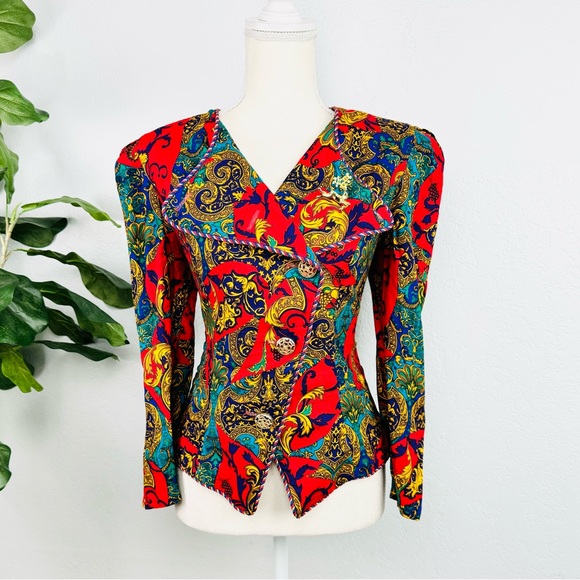 Vintage America Jackets & Blazers - Vintage Jessica Howard Baroque Bright Red Elegant blazer Jacket